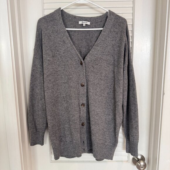 Madewell Oversized Grey Merino Wool Button-up Cardigan - Picture 3 of 7
